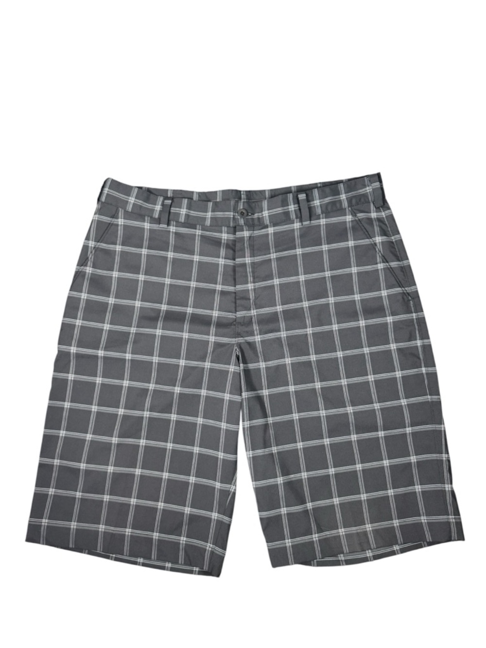 Nike Men's Gray Windowpane Flat Front Better World Performance Shorts - Sz 36